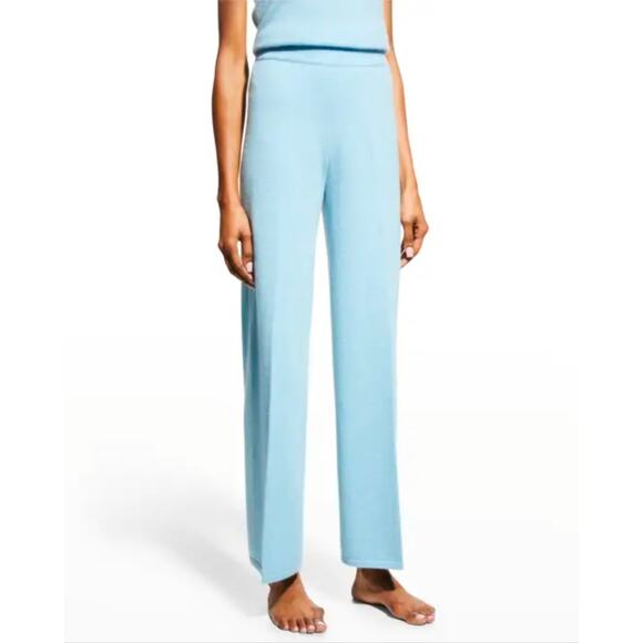 NWT Neiman Marcus 100% Cashmere Size Medium Gloss Blue Pants - Picture 1 of 5